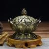 Chinese Alloy Buddha Incense Burner Lotus Flower Incense Holder Censer for Buddhist Home Office Decoration Indoor Ornaments Gift