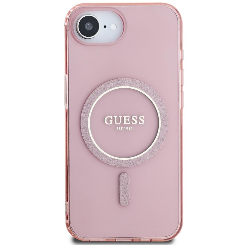 Coque Guess IML Glitter Circle MagSafe pour iPhone 16e / 17e Rose