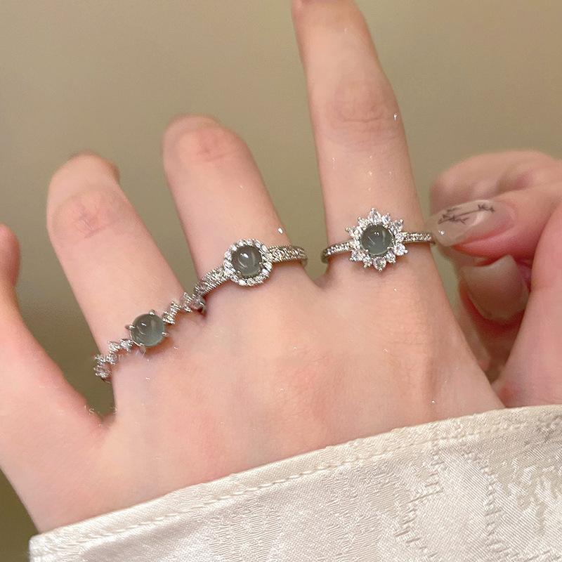 New Chinese Zircon Water Drop Gourd Adjustable Ring Cold Feeling Index Finger Ring Retro Jewelry Women