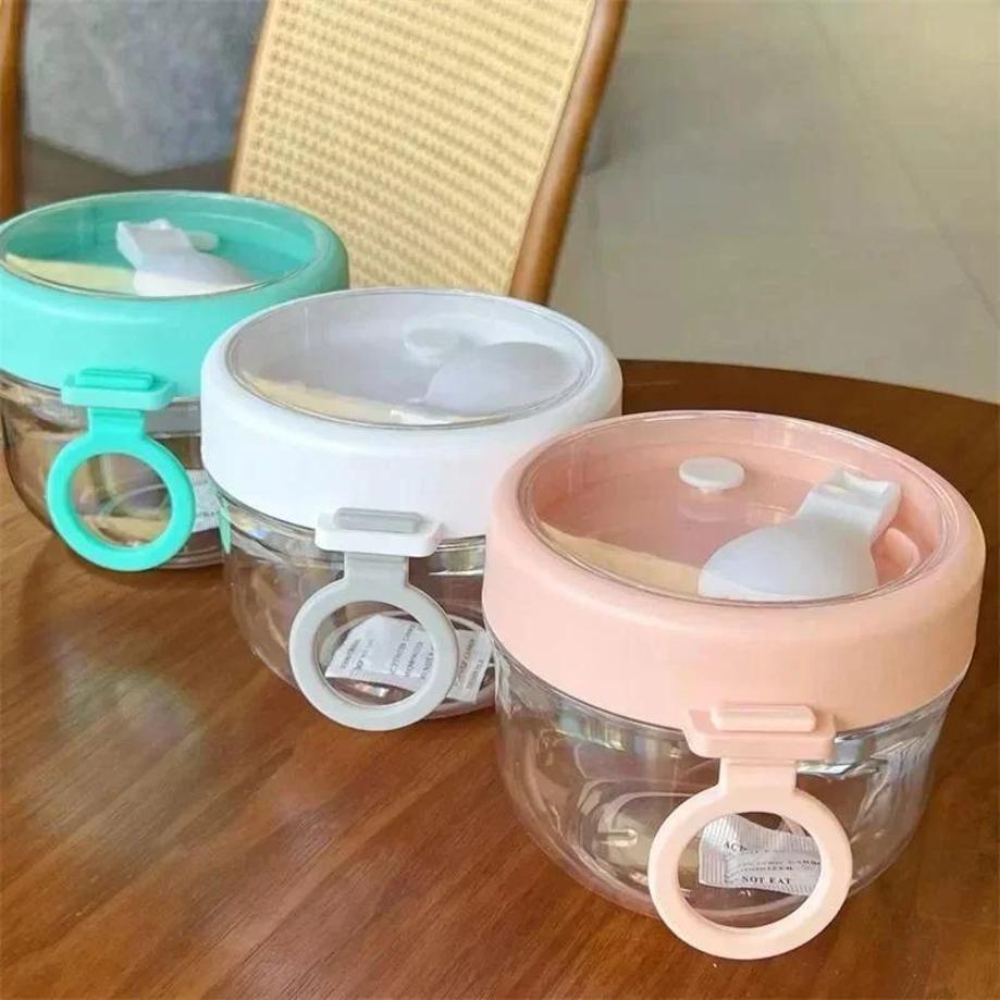 1 Pcs New 600ml Household Convenience Cup Salad Cup Airtight Lid Thickened With Spoon Food Storage Overnight Breakfast Jar