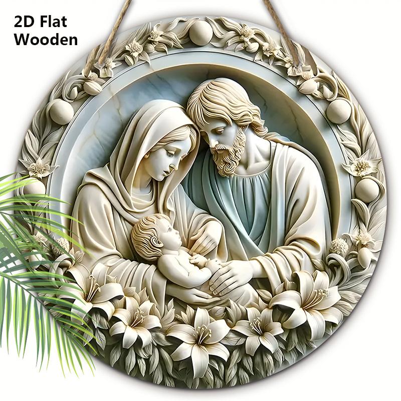 

Деревянная рождественская табличка в натуральном стиле - Круглая табличка «Иисус Рождество» для декора на входную дверь или стену - Идеальное рождественское украшение 20cm/7.87in небесно-голубой