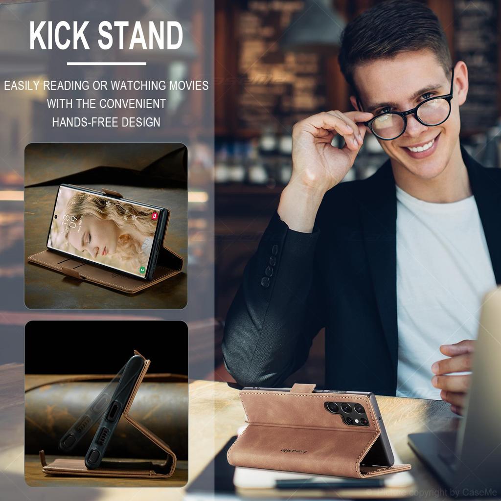 Samsung Galaxy S23 Ultra/S24 Leather Flip Case with Card Slot