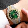 Men's Full Diamond Steel Band Quartz Watch with Calendar - Hip Hop Business Style