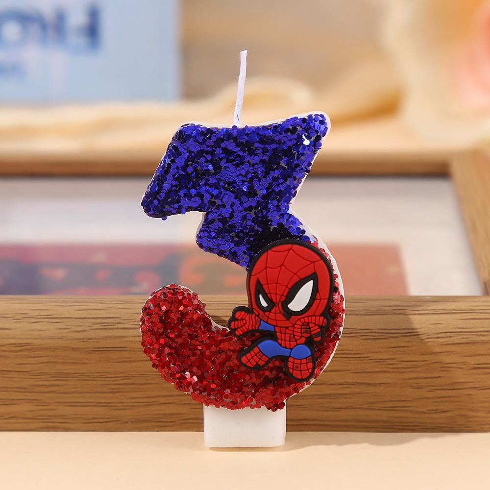 Spider-Man Original Fun Figure Candles Superhero Spiderman 0-9 Candles Cupcake Toppers Cake Decoration For Kids Boy Party Favors
