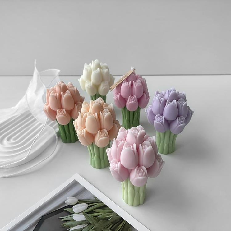 Tulips Bouquets Shape Handmade Crafting Mold Flower Ornament Molds for Statue