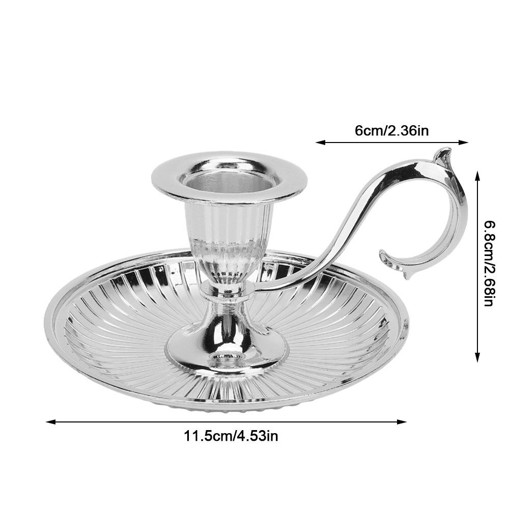 With Handle Taper Candle Holder Handheld Brass Candlestick Holder Wedding Centerpiece серебряный