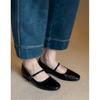 Genuine Leather French Retro One-word Buckle with Mary Jane Shoes Women's Flat Temperament Shallow Mouth Single Shoes Small Leather Shoes