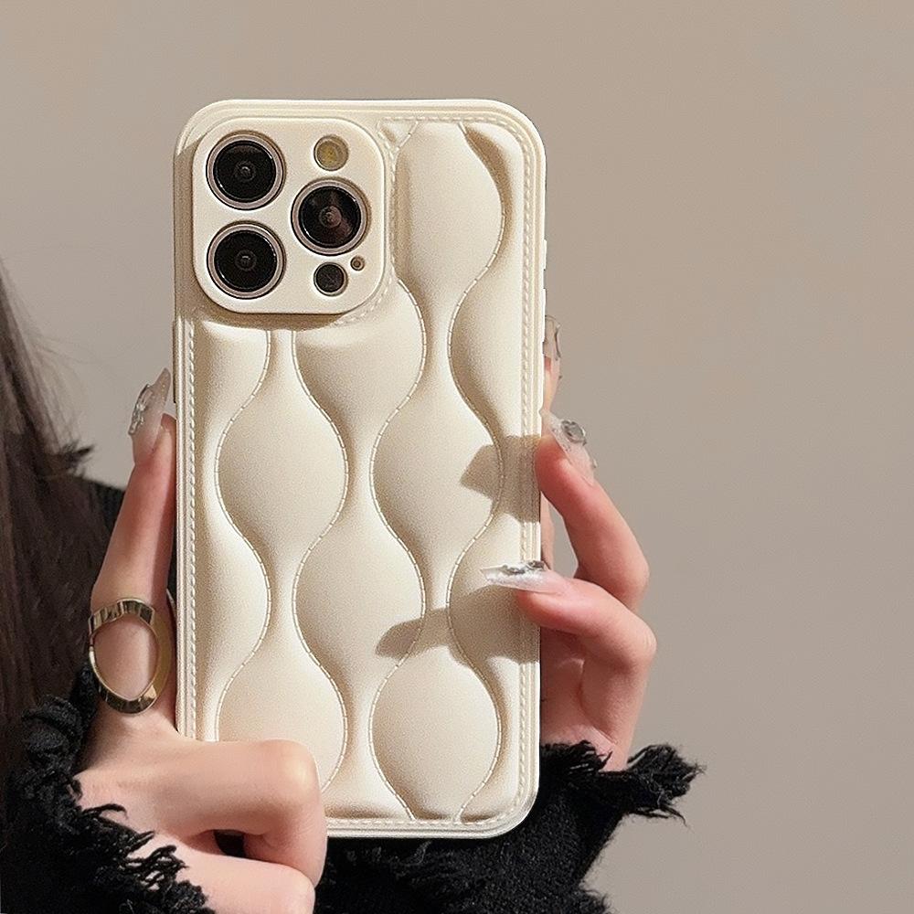

Simple Wavy Pattern Apple Phone Case 14pro Max Suitable for IPhone 13 High End Sense 15pro Solid Color 11 Soft 13