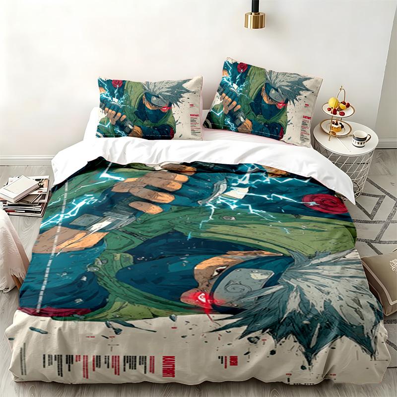 Naruto 3-teiliges Set Perfekt für das Schlafzimmer Bequemes Bettwäsche-Set enthält einen Bettbezug und zwei Kissenbezüge Ideales Geburtstags- oder Weihnachtsgeschenk