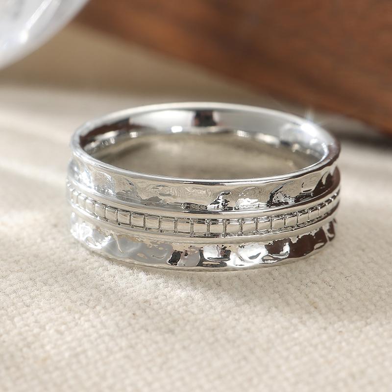 Vintage Kupfermaterial Handgefertigter versilberter Ring Damen Herren Mode Klassisch Festival Jubiläum Perfektes Schmuckaccessoire 9&Silver Plated
