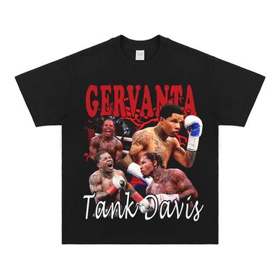 Red Accent Gervonta Davis Boxing TShirt Retro Casual Street Fashion Trendy Graphic Tee Sports Lovers Daily Wear Cotton Top