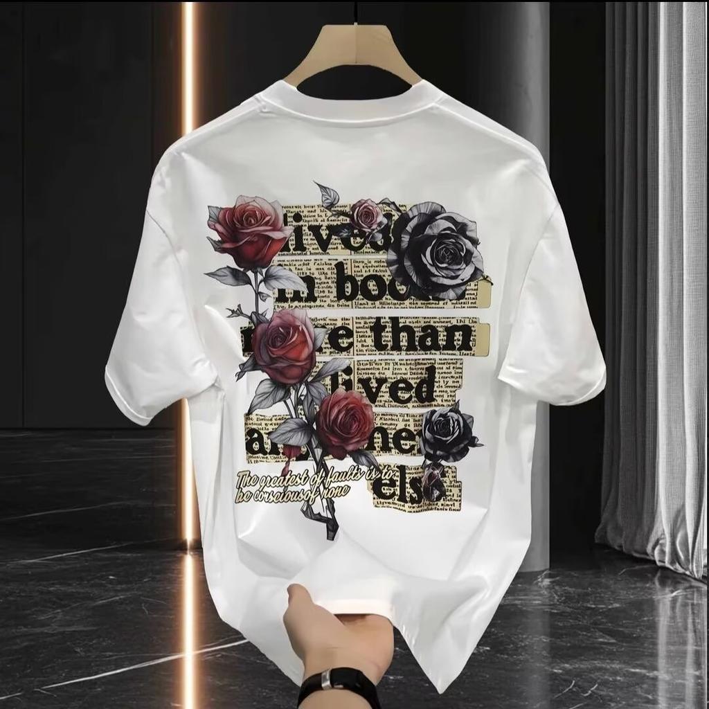Trendy Brand Short-Sleeved Cotton Top Men'S Printed T-Shirt Trendy Men'S And Women'S Versatile Crew Neck T-Shirt Men'S