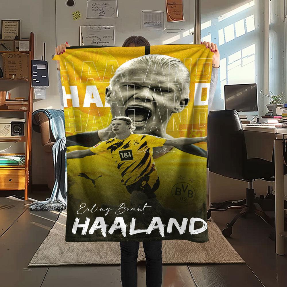 Affiche Haaland Couverture en Flanelle, Haute qualité Confortable pour Toutes les Saisons, Décoration Intérieure, Chaleur et Confort
