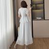 2026 Chic Light Blue Embroidered Top & High-Waisted Skirt Set