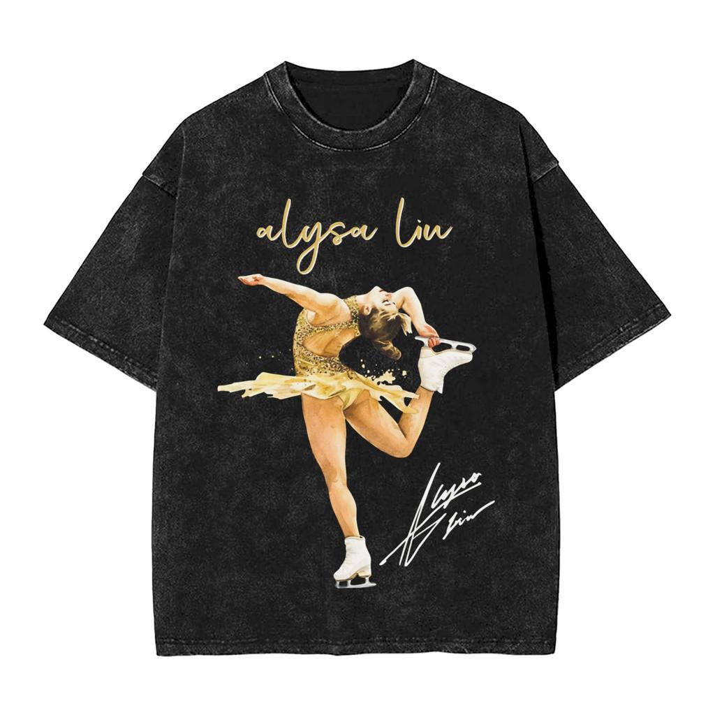 Alysa Liu Figure Ice Skating  Tshirt Summer  Streetwear Tshirts Cotton Harajuku Tshirt For Male Short Sleeve Design Tees