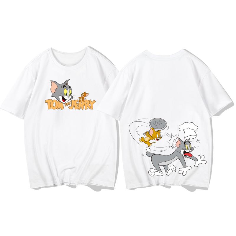 

Miniso Summer Tom and Jerry Printed Family Tops Parent Couple Tees Loose Short Sleeve Women Cotton Shirts for Travel Shopping 4XL