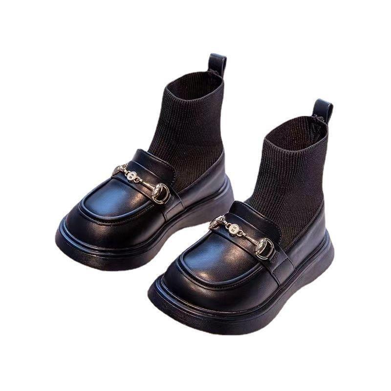 

Зимние детские кожаные туфли в британском стиле Детские ботинки Martin Весенне-осенняя обувь Детские женские ботинки 30 чёрный