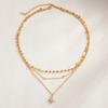 Salircon Exquisite Glass Rhinestone Star Layered Chain Pendant Necklace Women 18K Gold Plated Stainless Steel Waterproof Jewelry