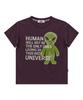 HOODHOOD Alien Slogan Short Sleeve T-Shirt Purple