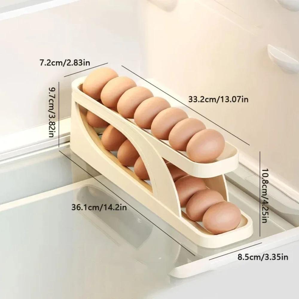 1 Pack Egg Storage Rack Egg Dispenser Automatic Rolling Stand Storage Organizer Egg Basket Container for Kitchen Storage