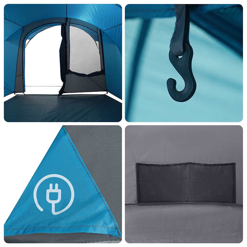 4 Person Tunnel Tent with Roof Blue and Grey 740 x 370 x 220 cm