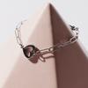 Volume Line Heart Pendant Chain Bracelet (C2503AC1297_SV)