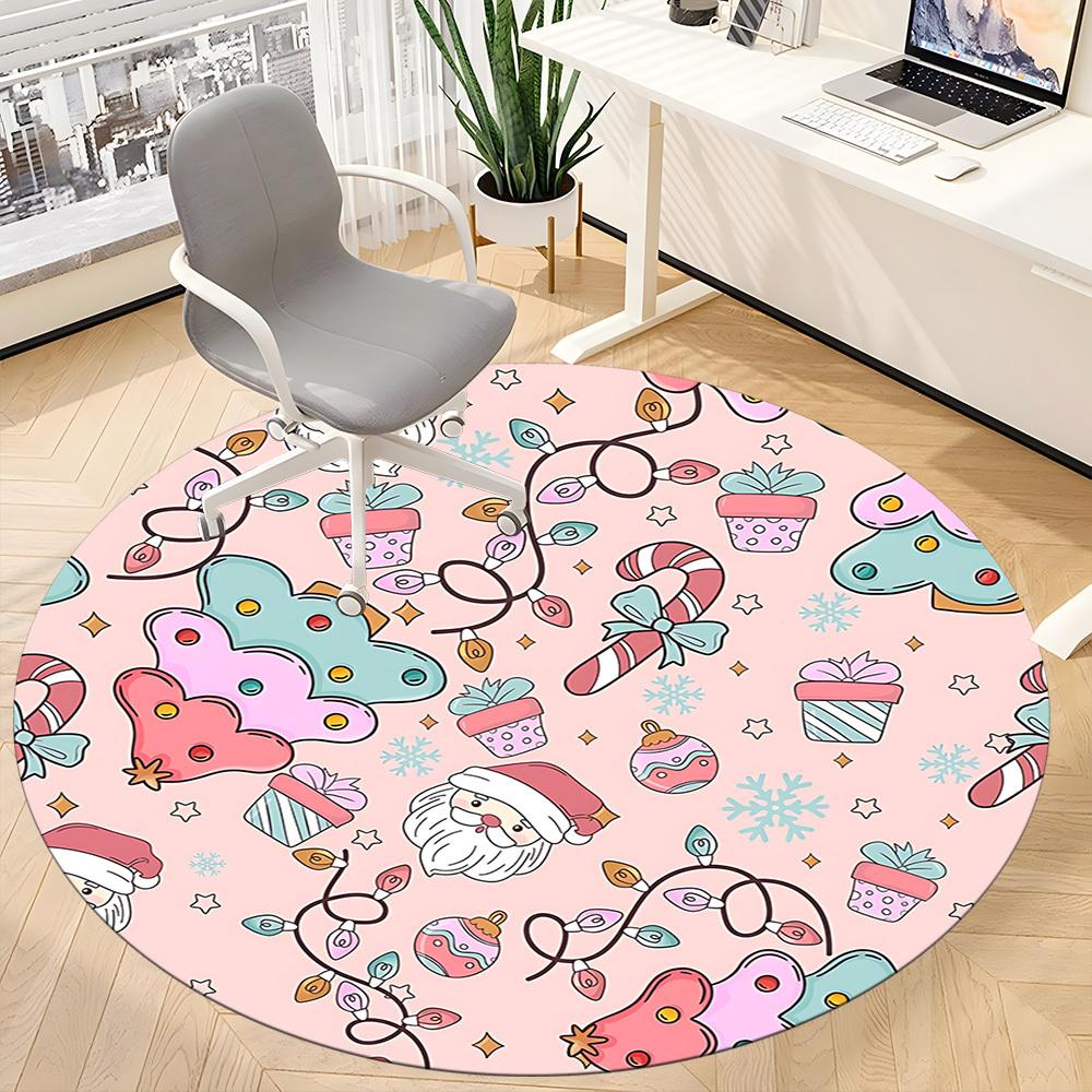 1pc Christmas Pattern Chair Carpet for Office, Soft Flannel Throw Mat, Perfect for Office, Holiday Party Decoration Choice yy260320147