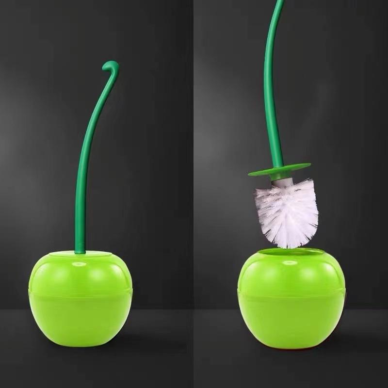Cherry Design Toilet Brush Set with Long Handle and Soft Bristles for Home and Hotel Cleaning