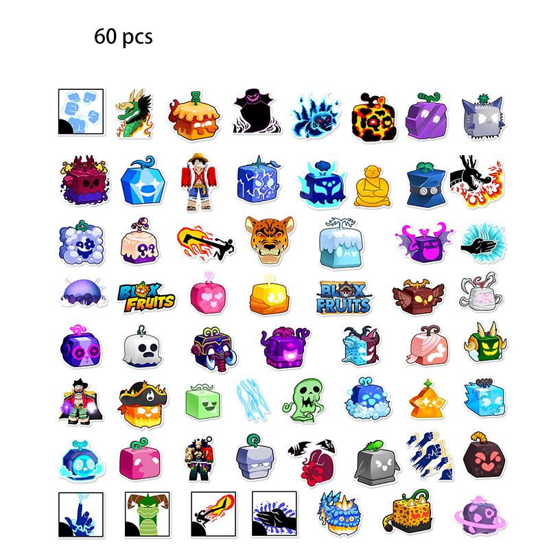 

Pcs Blox 60 Fruits Sticker Pvc Waterproof Book Skateboard Decoration Luggage