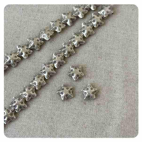 Thailand Handmade Silver Five-Pointed Star Flower Spacer Beads for DIY Bracelets 0047