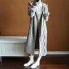 Autumn Winter New Women Sweater Hooded Knitted Coats Solid Color Jacquard Long Sleeve Midi Loose Fashion Aesthetic Cardigans
