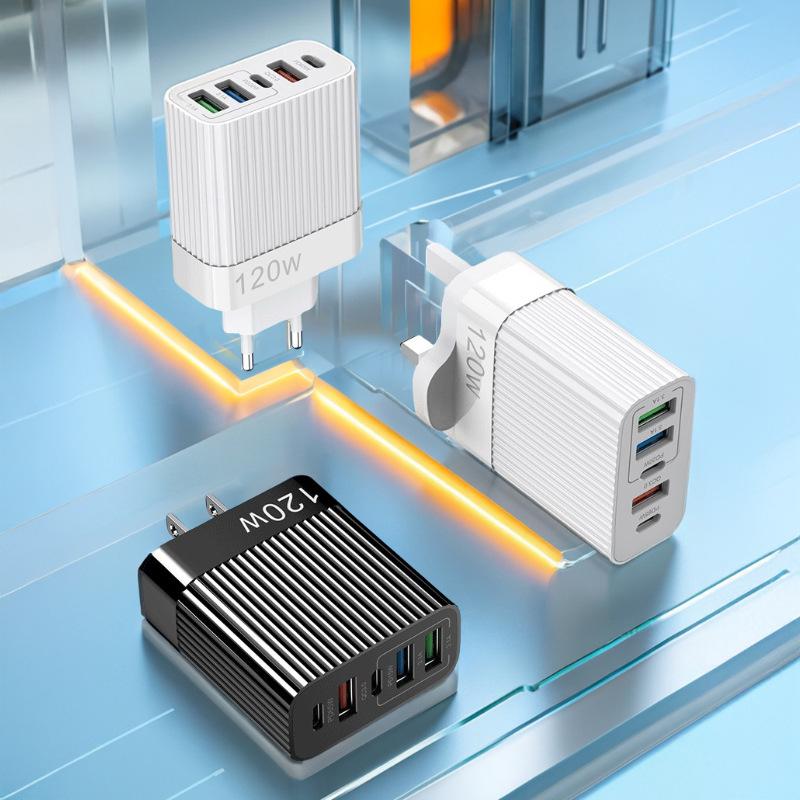 120W Schnellladegerät Mit 3 USB-A Und 2 USB-C Ports Hohe Ladegeschwindigkeit Für Reisen Home-Office-Nutzung Für Smartphones Tablets
