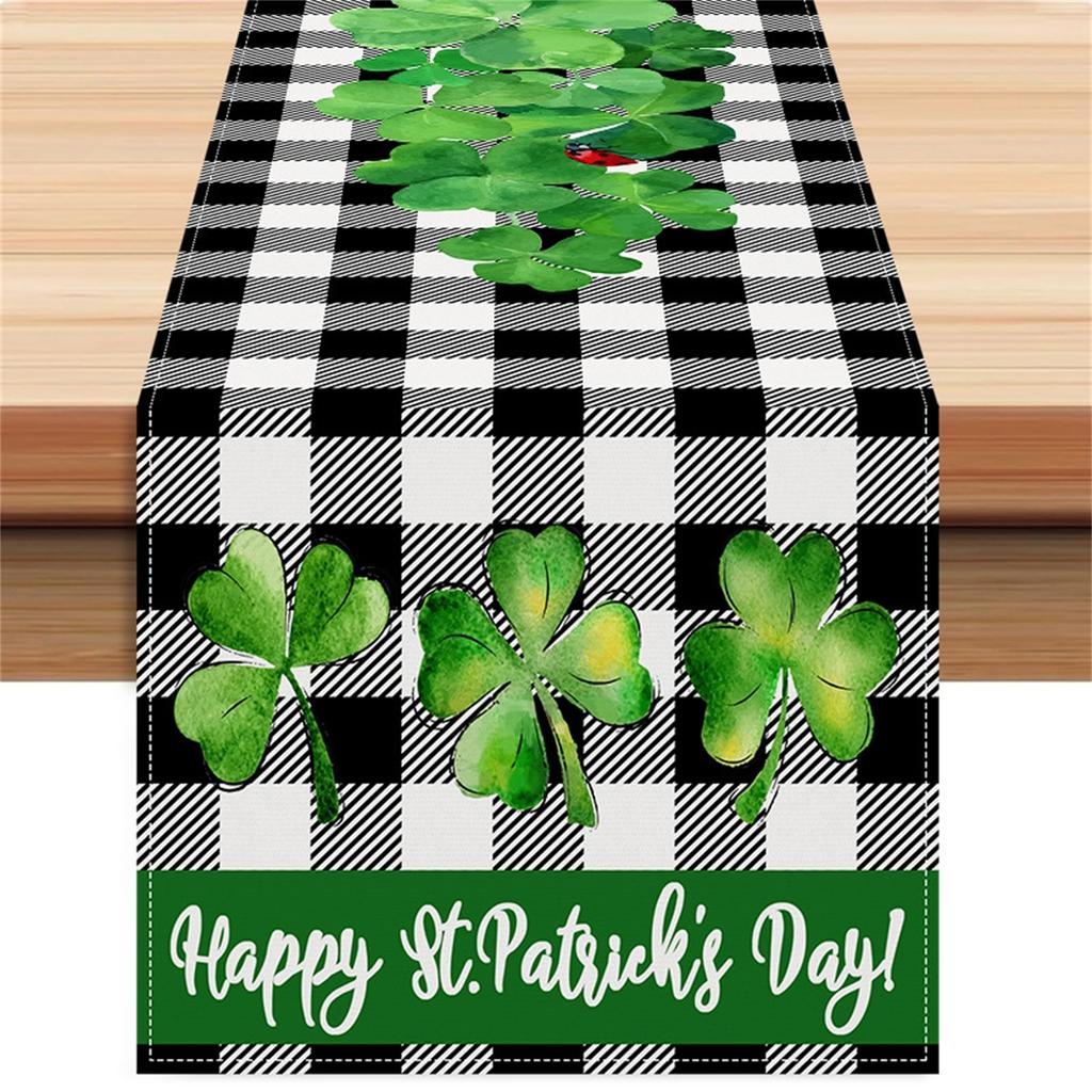 St. Patrick's Day Table Flag  Checkered Striped Printed Tablecloth Cross Border Linen Table Decoration Tablecloth