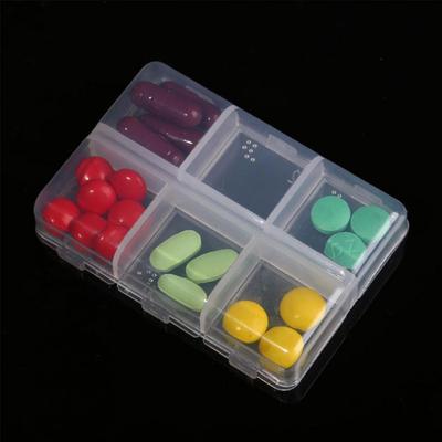 Scatola di plastica vuota per la conservazione di medicinali per pillole in Braille trasparente a 6 celle