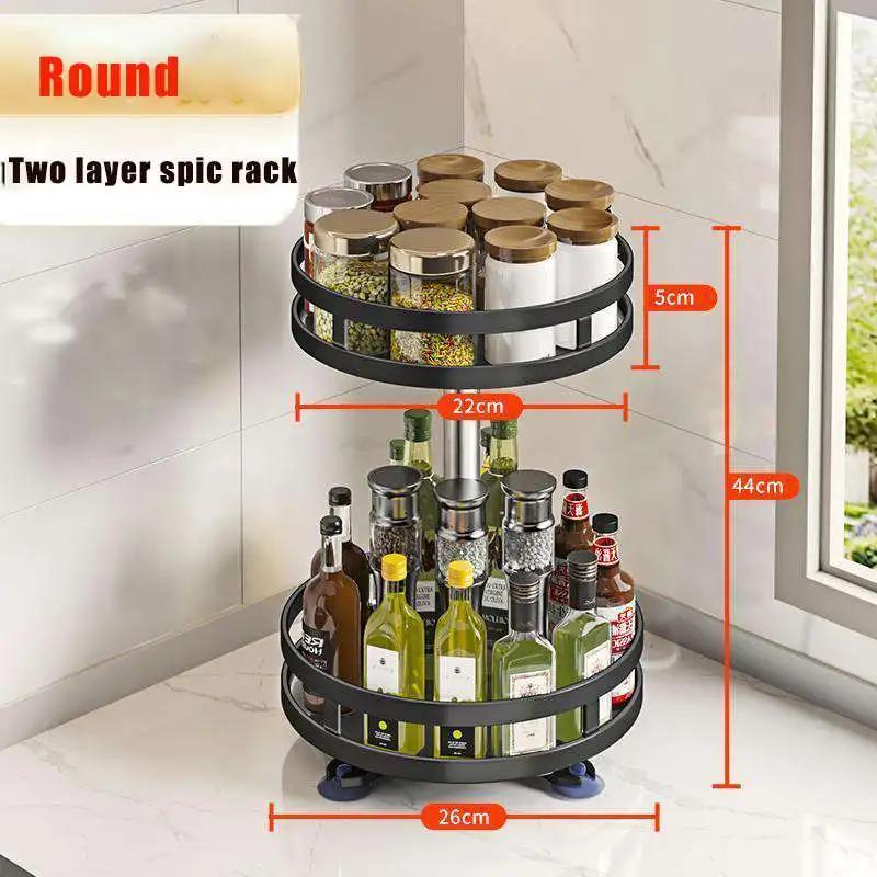 360 Degree Rotating Kitchen Spice Rack Storage Organizer Oil Salt Sauce Vinegar Bottle Holder