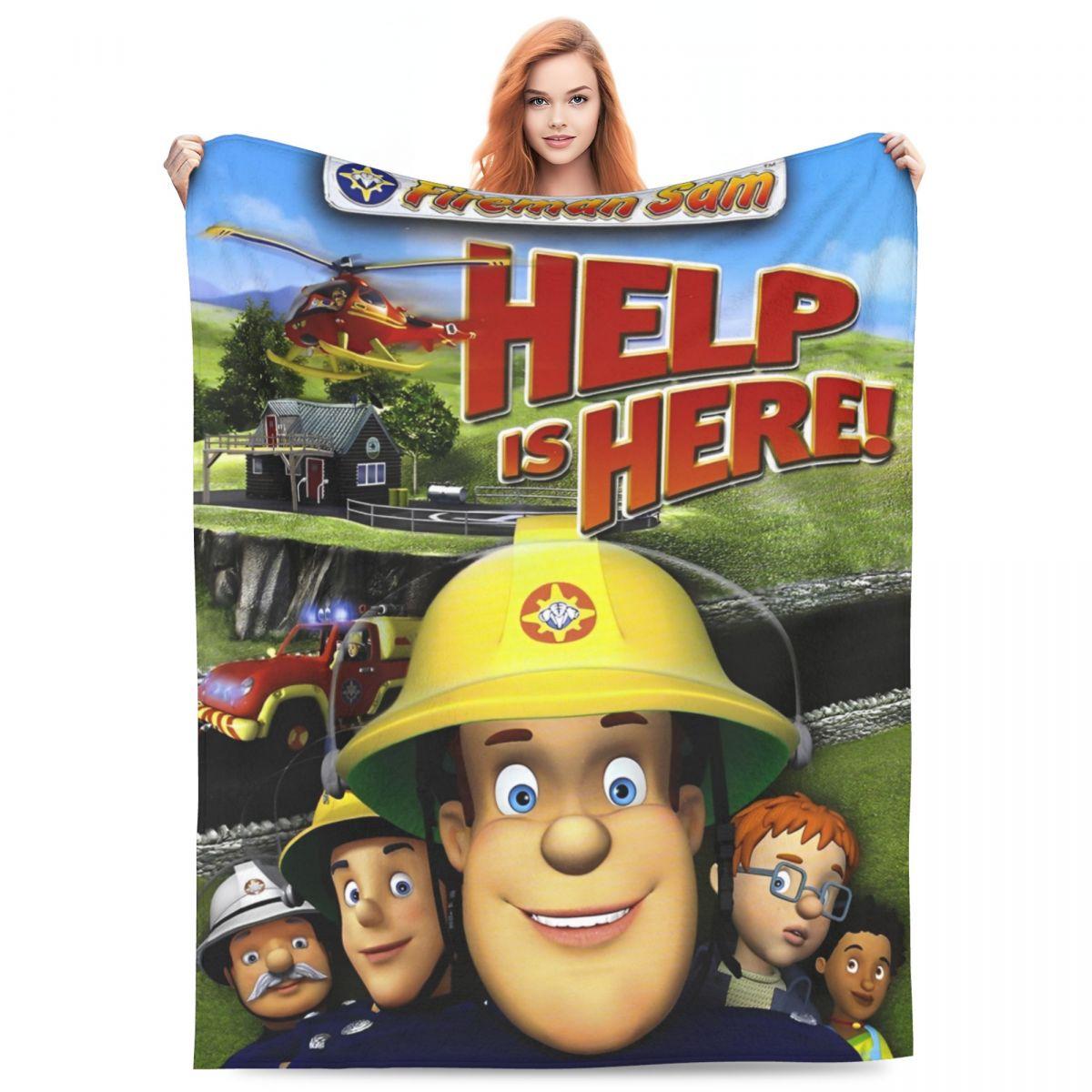 Fireman Sam Company Cartoon Knitted Blanket Flannel Fire Fighting Education Ultra-Soft Throw Blankets Bedding Couch Rug Piece 150x200cm