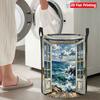 Collapsible Laundry Basket Large Round Waterproof Fabric Hamper Dirty Clothes Storage Bin Toy Organizer with Handles