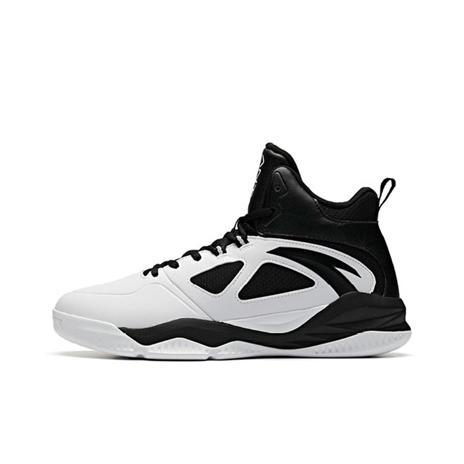 Anta Badass Shock Absorption Slip Resistant Durable Mid Top Retro Basketball Shoes Men sneakers White Black 91931109-2