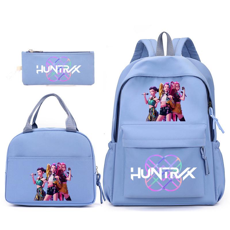 Kpop Korean Version Peripheral Printing Backpack Lunch Bag Casual Pencil Bag Primary And Secondary School Student Schoolbag Set