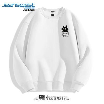 Jeanswest Unisex Cartoon Cat Graphic Crewneck Sweatshirt