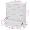 Comodino a 4 cassetti 60*30,5*71 cm Bianco