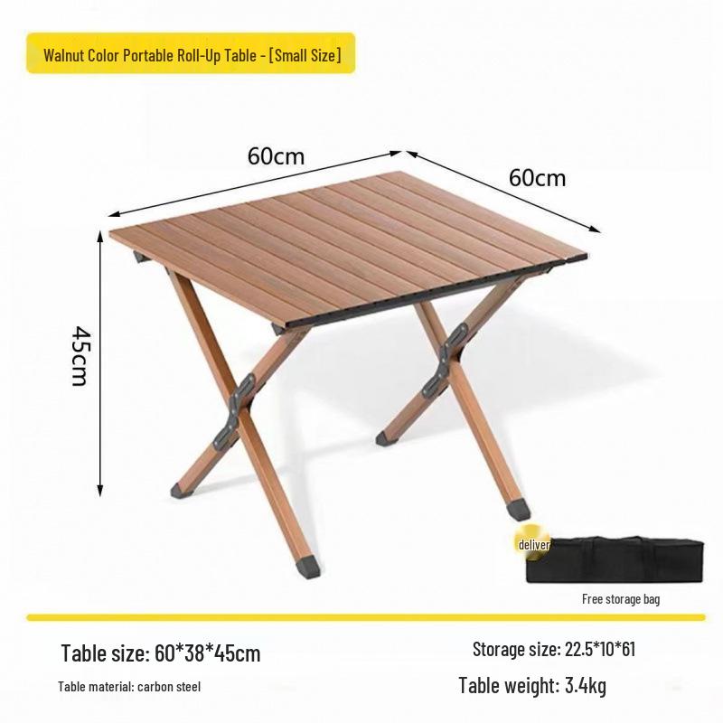 Tragbares Outdoor Klapp-Campingtisch- und Stuhlset mit aufrollbarem Tisch