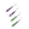 Natural Stone Amethyst Crystal Stone Hexagonal Cone Hexagonal Prism Earrings E40