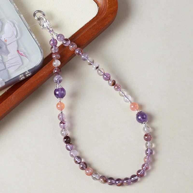 Wholesale XY Brand Natural Stone Amethyst Phone Charm Boho Chinese Knot Wrist Strap Hanging Rope Cellphone Keys Fashion Natural Stone