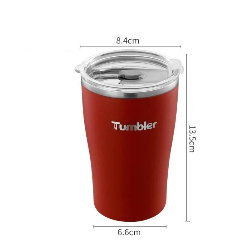 Stainless Steel Insulated Tumbler with Flip Straw Lid Double Wall Washable Reusable Coffee Mug for Work School Travel Use