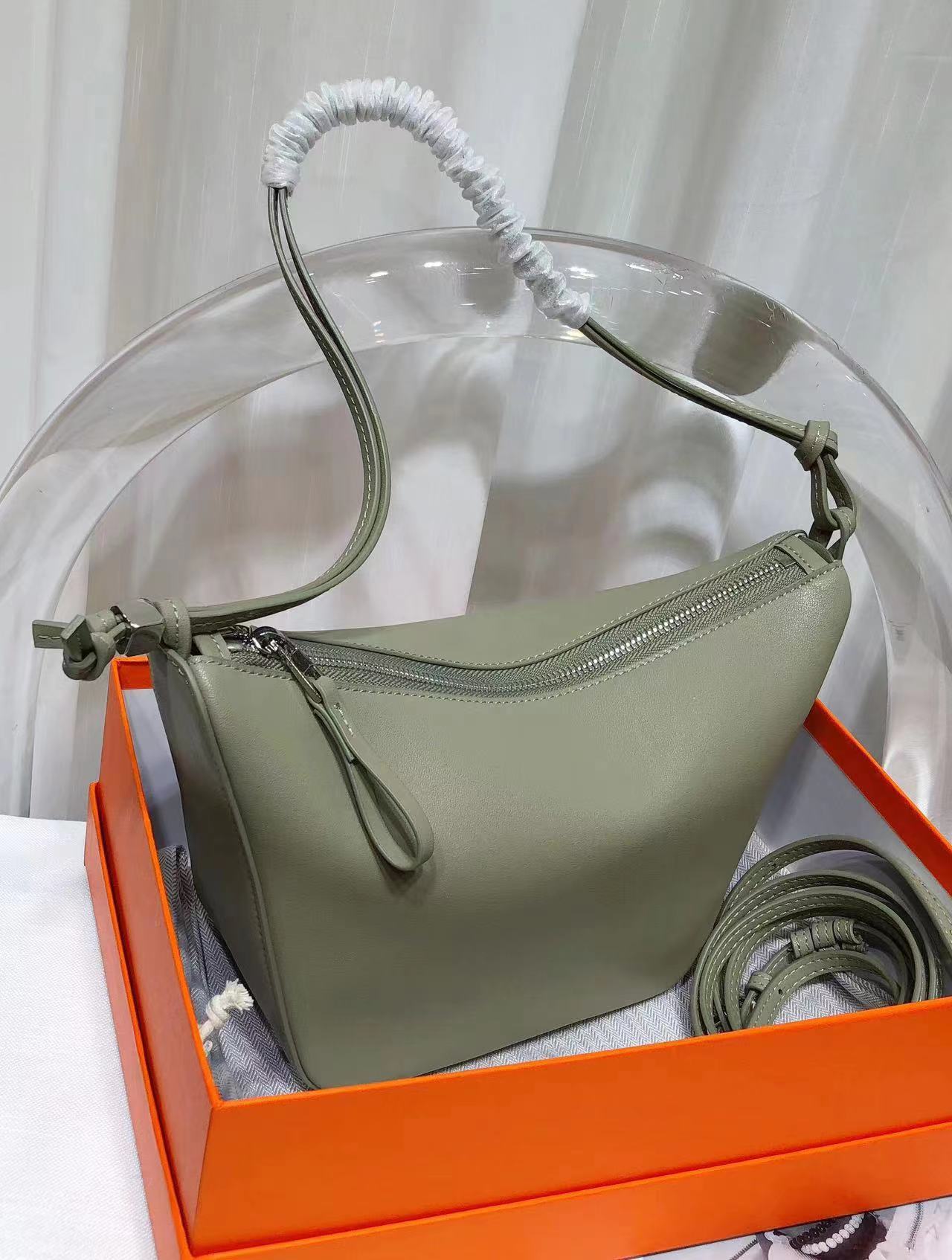 

Итальянская сумка-гамак женская из коровьей кожи, ощущение высокого класса, легкая роскошь, сумка под мышкой, сумка-хобо из натуральной кожи, сумка через плечо 17CM зелёный