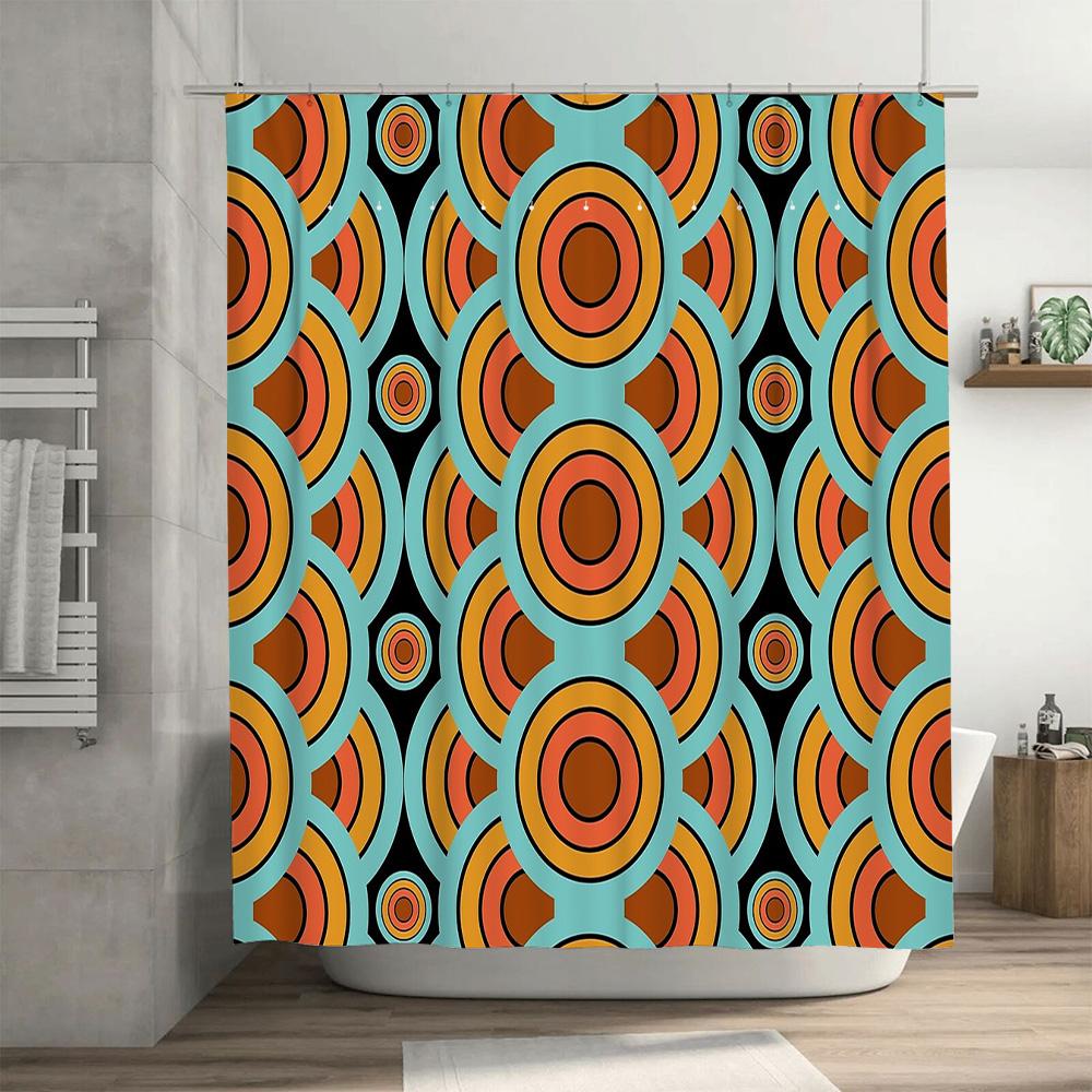 Abstract Wave Pattern Shower Curtain Modern Ocean Ripple Backdrop Bathroom Decor Waterproof Fabric