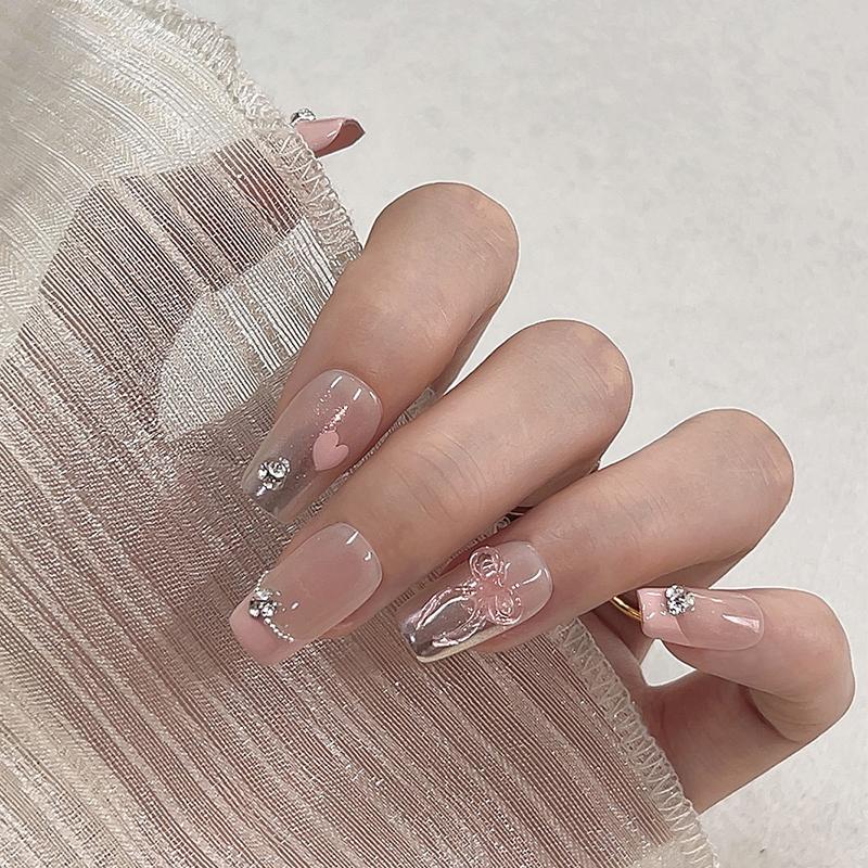 50Pcs Transparent Colorful Ribbon Bows Nail Art Decorations Accessories Minimalist Jelly Bowknot Resin Nail Charms Diy Crafts