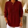 Women's Corduroy V-Neck Long Sleeve Button Front Shirt Casual Loose Fit Color Top