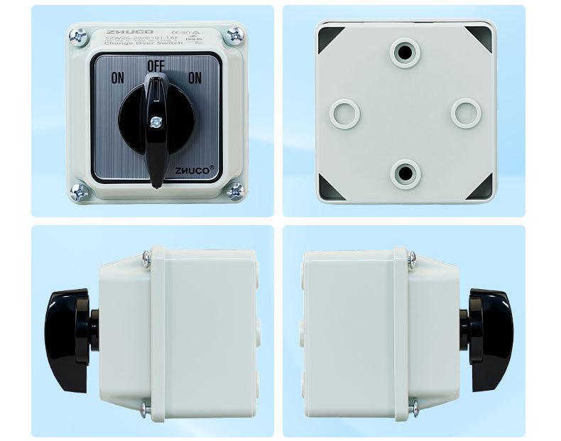 Zhuochao SZW26-20/D101.1BF ON-OFF-ON Rotary Switch with Protective Box, 3-Gear, Universal.